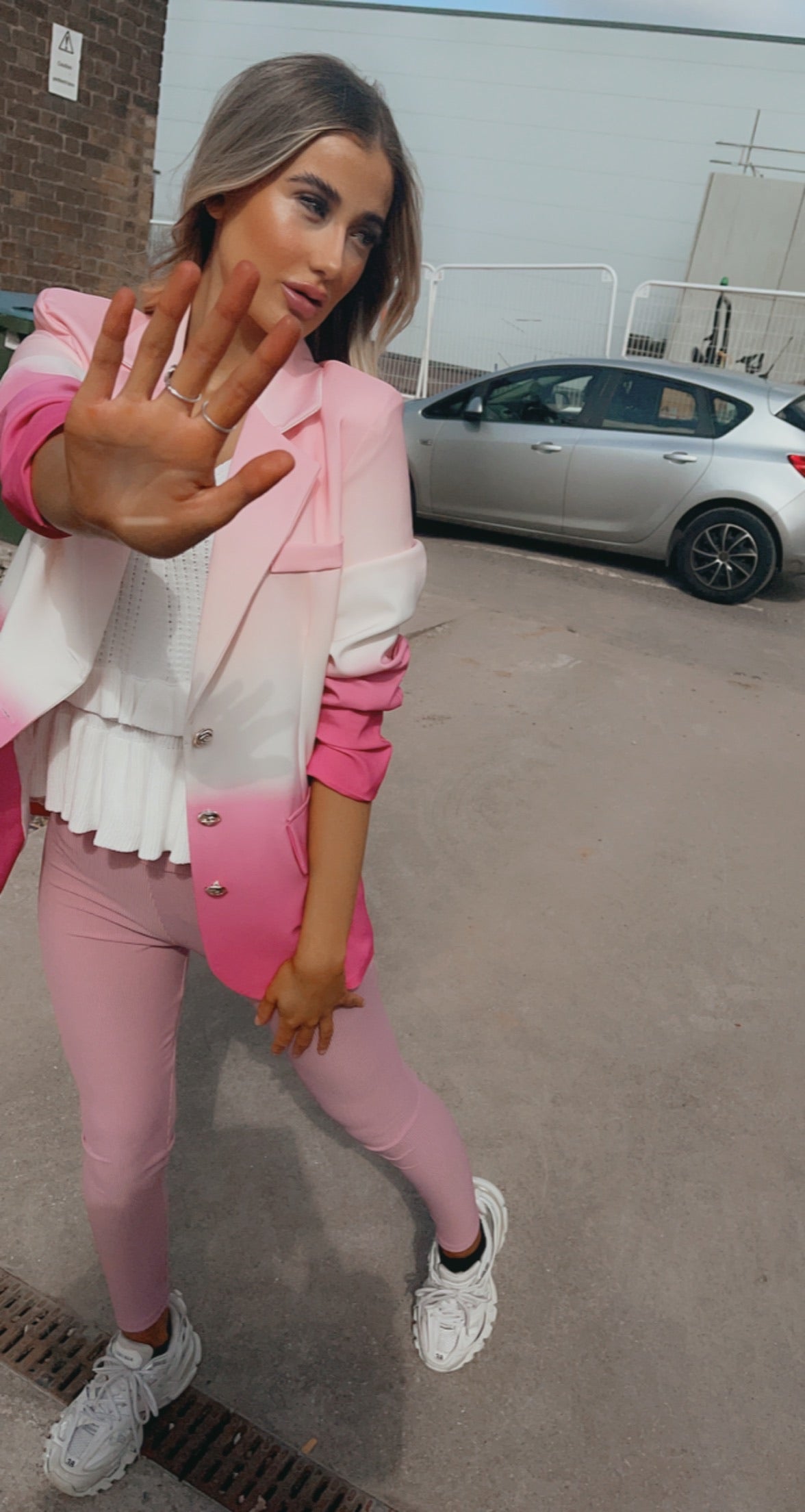 Pink ribbed legging