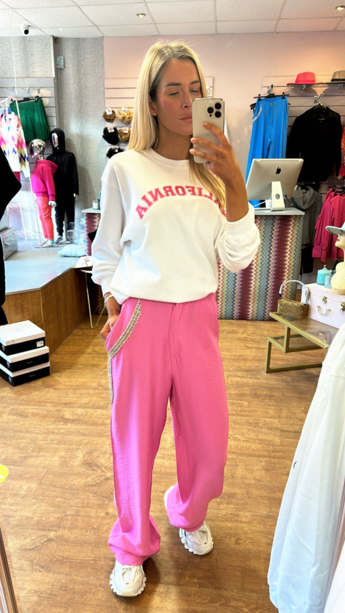 California sweater pink/white